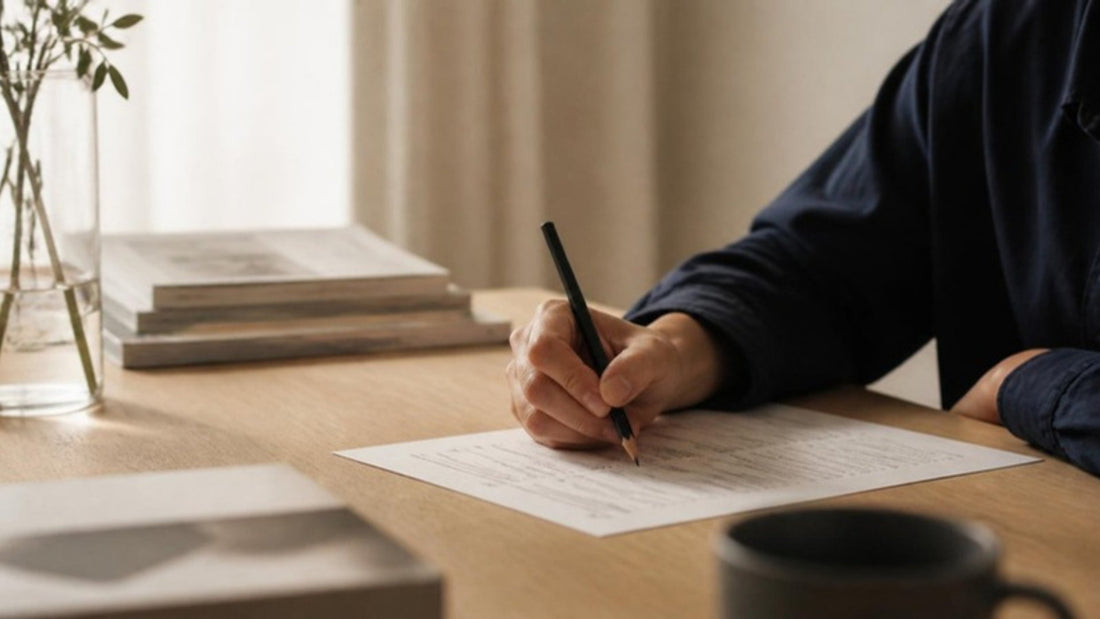 Candidate writing answers on a cabin crew English test